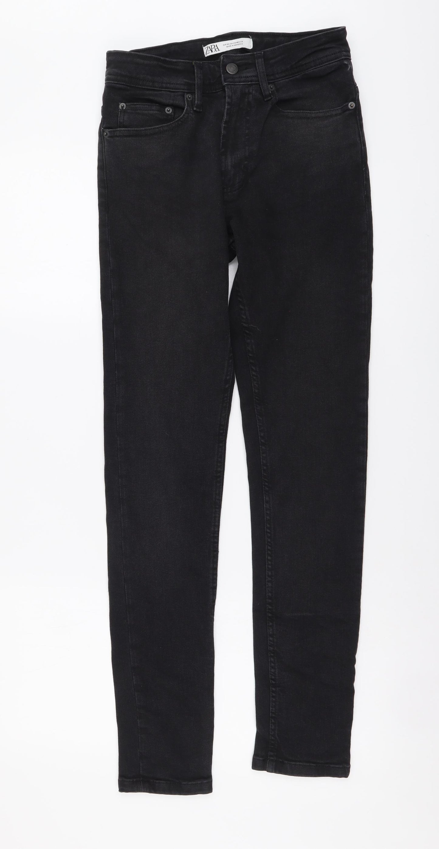 Zara Womens Grey Cotton Skinny Jeans Size S L29 in Regular Button