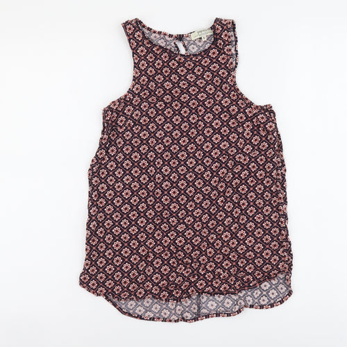 Papaya Womens Multicoloured Geometric Viscose Basic Tank Size 8 Round Neck