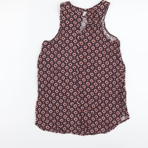 Papaya Womens Multicoloured Geometric Viscose Basic Tank Size 8 Round Neck