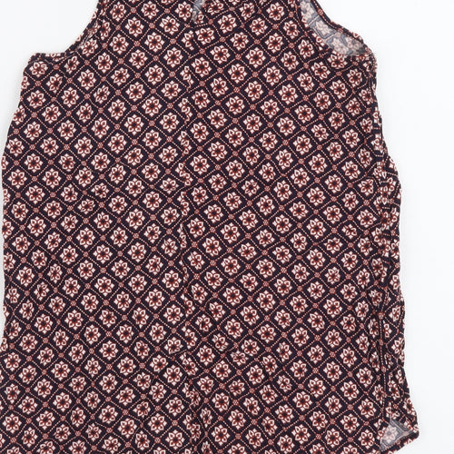 Papaya Womens Multicoloured Geometric Viscose Basic Tank Size 8 Round Neck