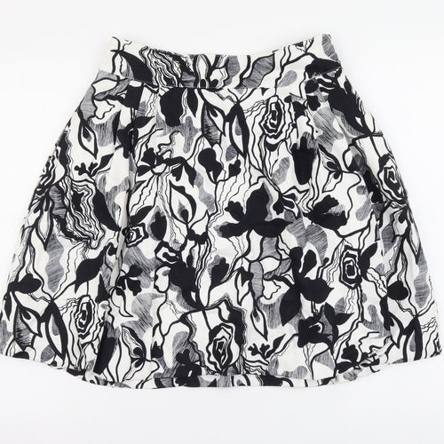 Mango Womens Multicoloured Geometric Cotton Flare Skirt Size M Zip