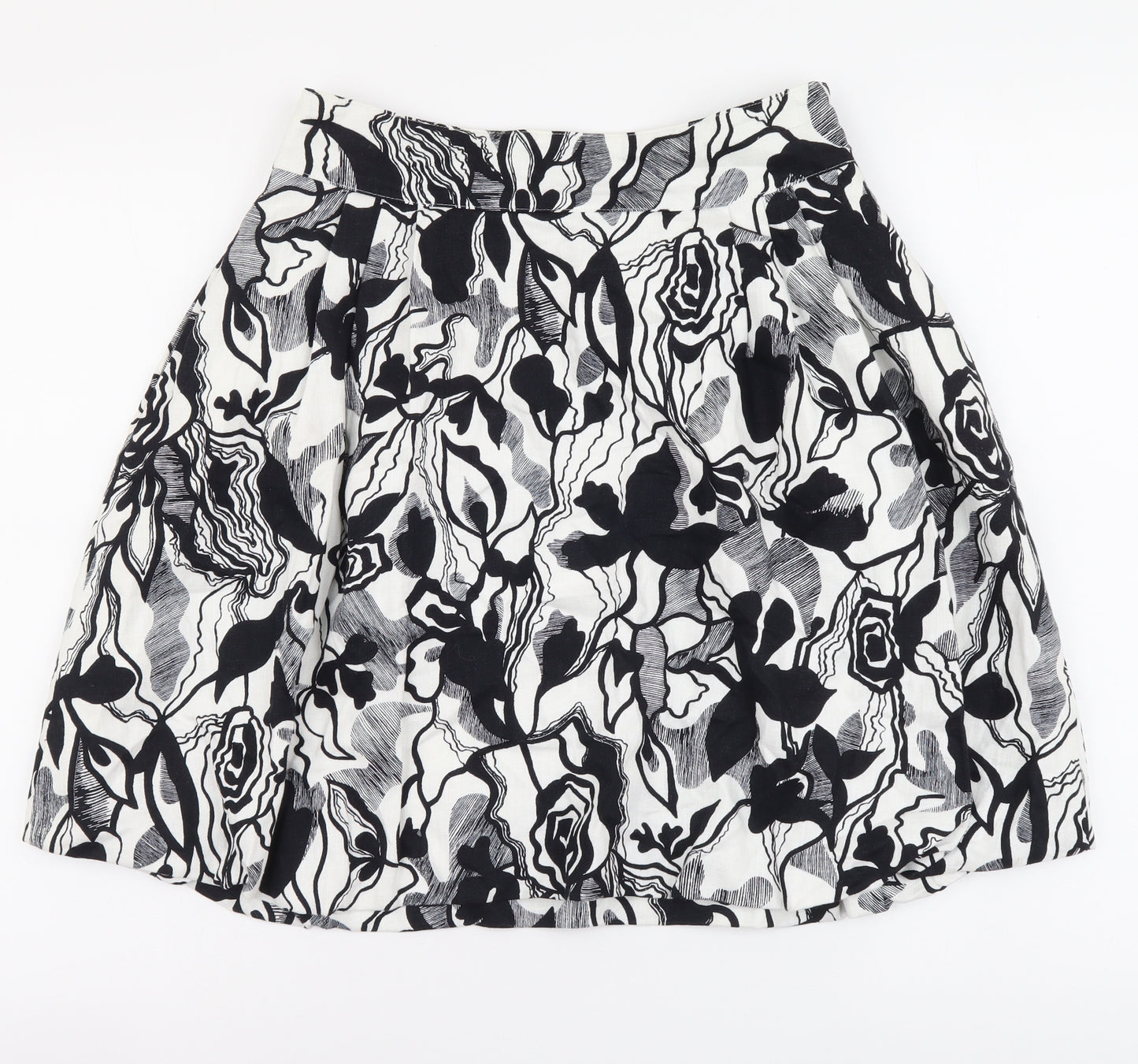 Mango Womens Multicoloured Geometric Cotton Flare Skirt Size M Zip