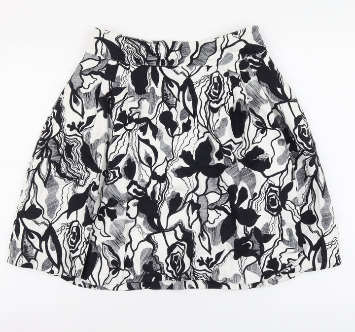 Mango Womens Multicoloured Geometric Cotton Flare Skirt Size M Zip