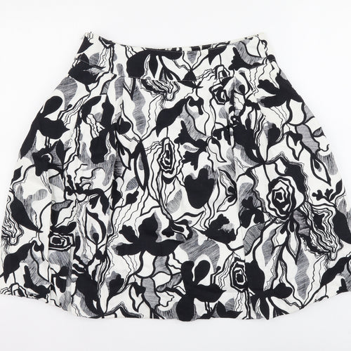 Mango Womens Multicoloured Geometric Cotton Flare Skirt Size M Zip