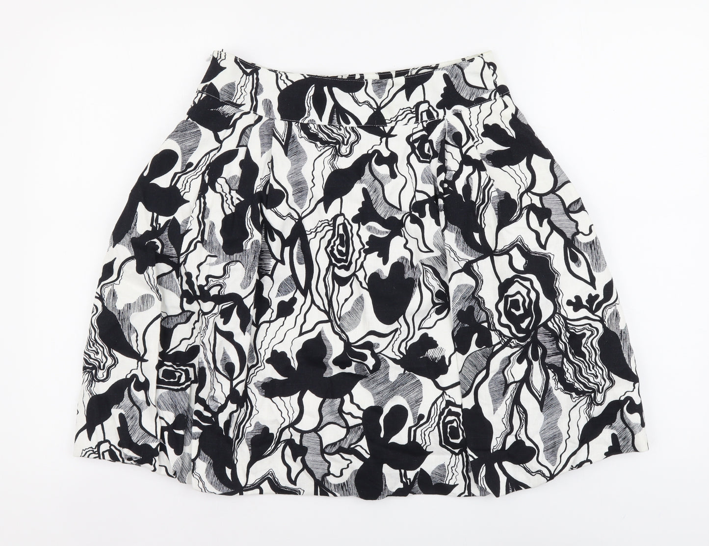 Mango Womens Multicoloured Geometric Cotton Flare Skirt Size M Zip