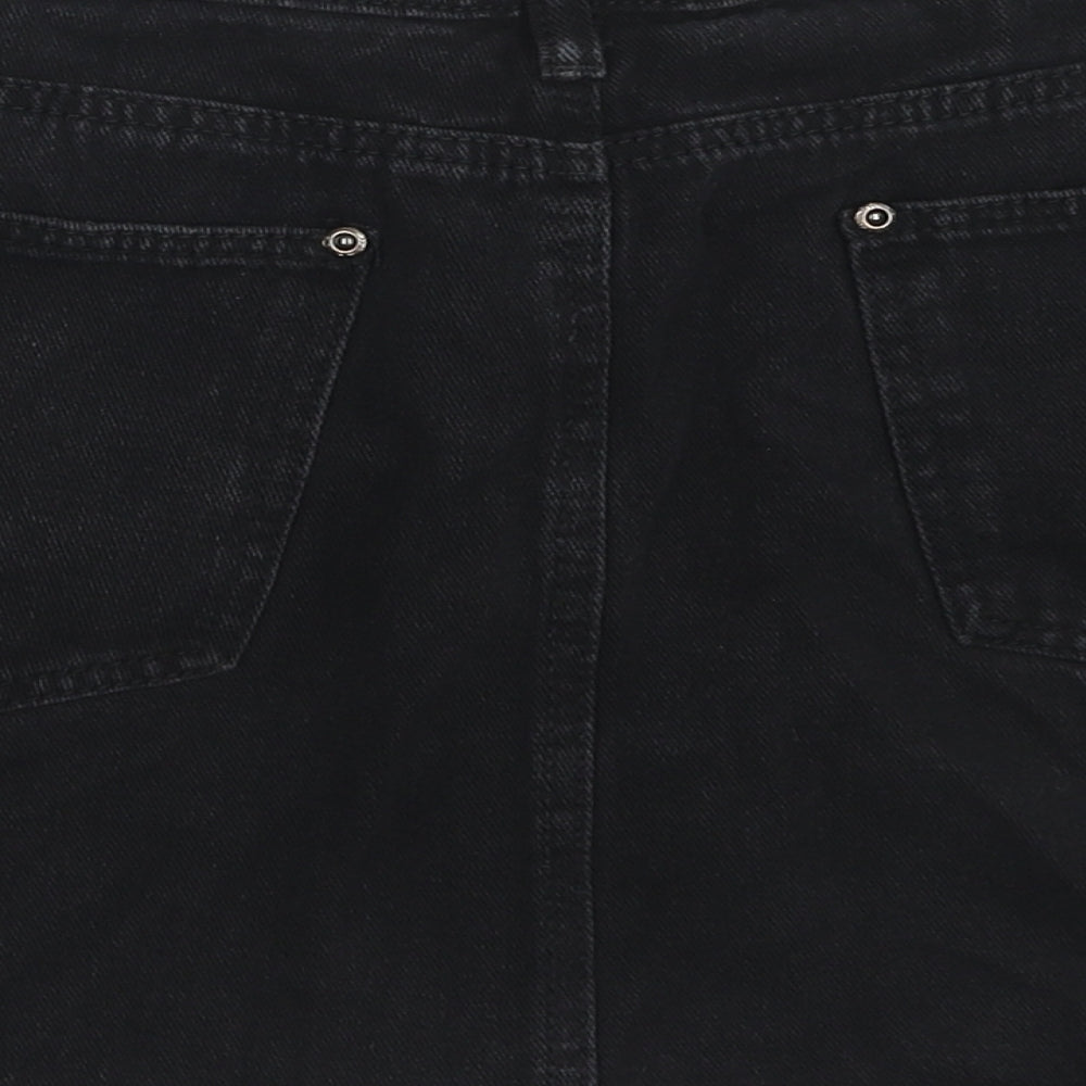 Boohoo Womens Black Cotton Mini Skirt Size 14 Button