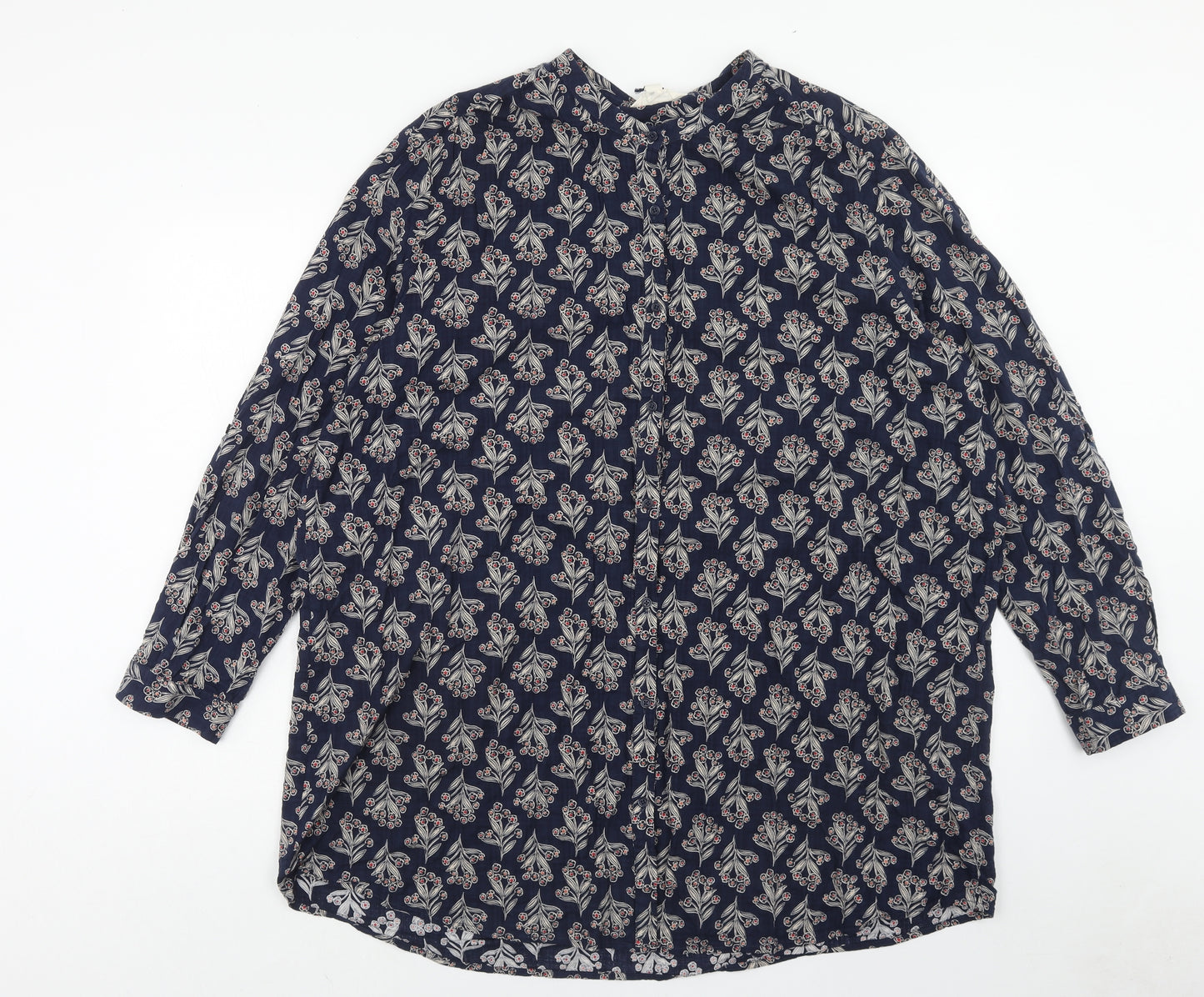 Seasalt Womens Multicoloured Geometric Cotton Basic Button-Up Size 22 Round Neck