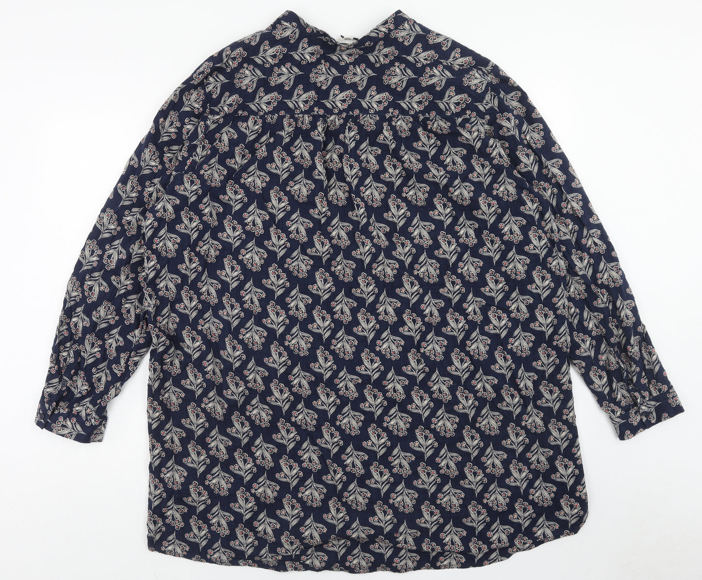 Seasalt Womens Multicoloured Geometric Cotton Basic Button-Up Size 22 Round Neck