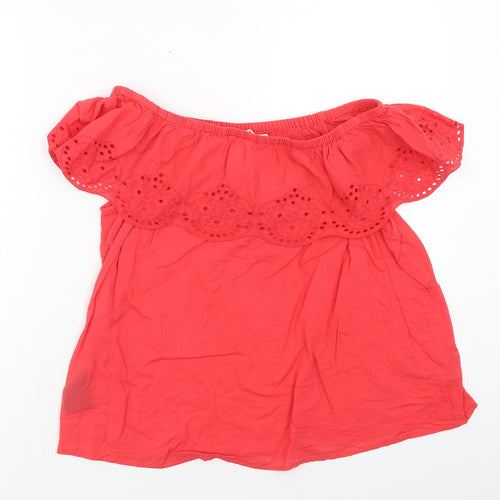 H&M Womens Pink Cotton Basic Blouse Size 10 Off the Shoulder