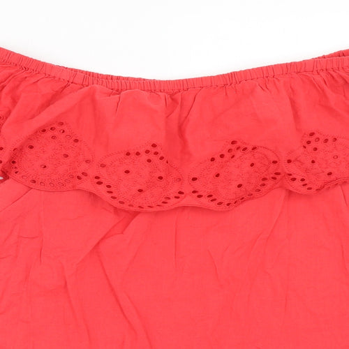H&M Womens Pink Cotton Basic Blouse Size 10 Off the Shoulder