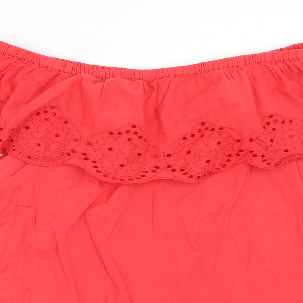 H&M Womens Pink Cotton Basic Blouse Size 10 Off the Shoulder