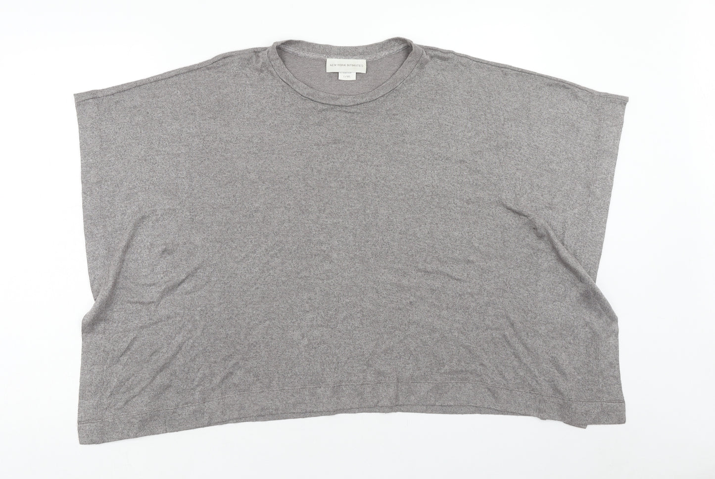 New York Intimates Womens Grey Viscose Basic T-Shirt Size L Round Neck