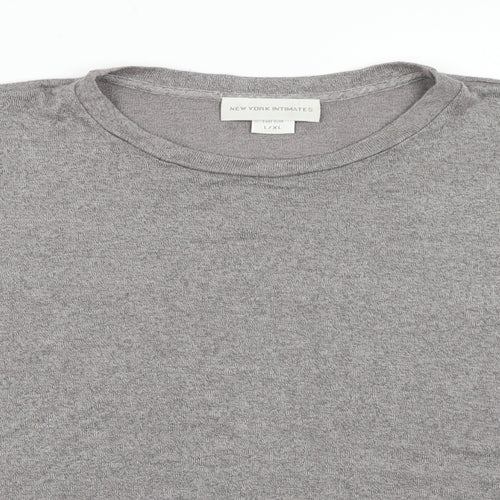 New York Intimates Womens Grey Viscose Basic T-Shirt Size L Round Neck