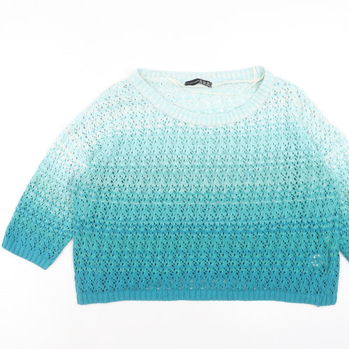 Atmosphere Womens Blue Scoop Neck Cotton Pullover Jumper Size 12