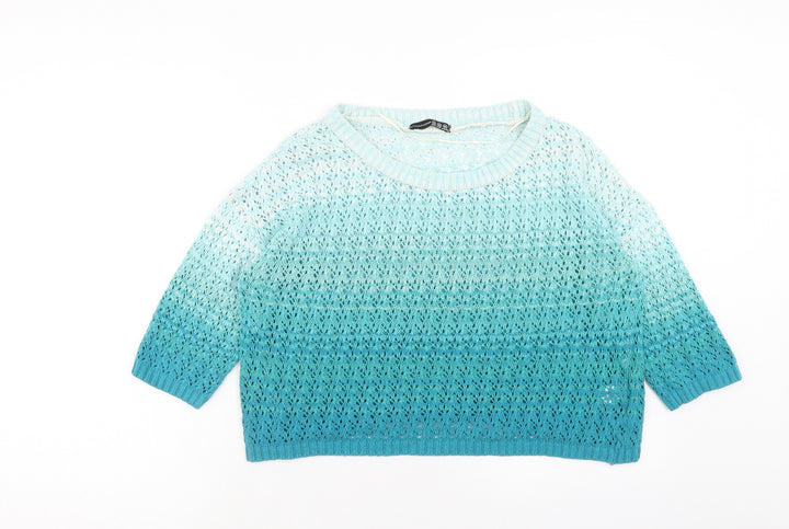 Atmosphere Womens Blue Scoop Neck Cotton Pullover Jumper Size 12