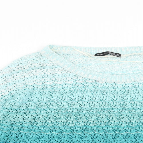 Atmosphere Womens Blue Scoop Neck Cotton Pullover Jumper Size 12
