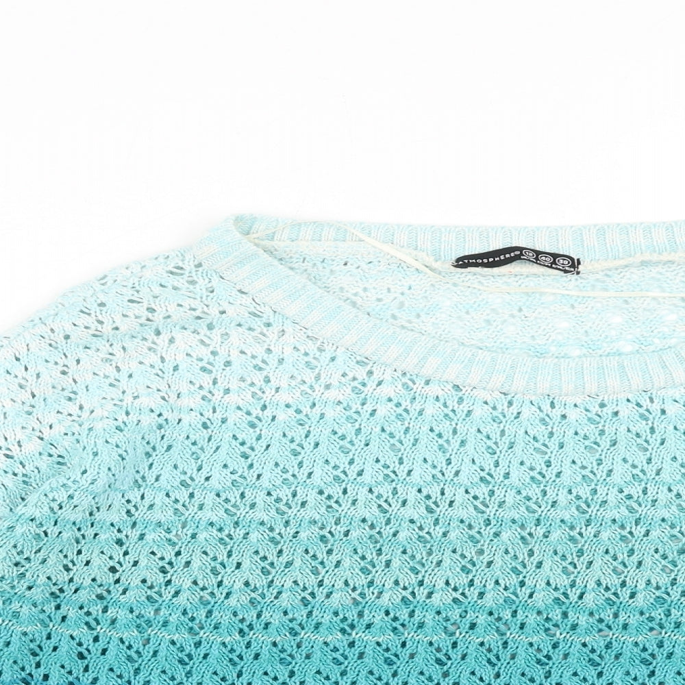 Atmosphere Womens Blue Scoop Neck Cotton Pullover Jumper Size 12
