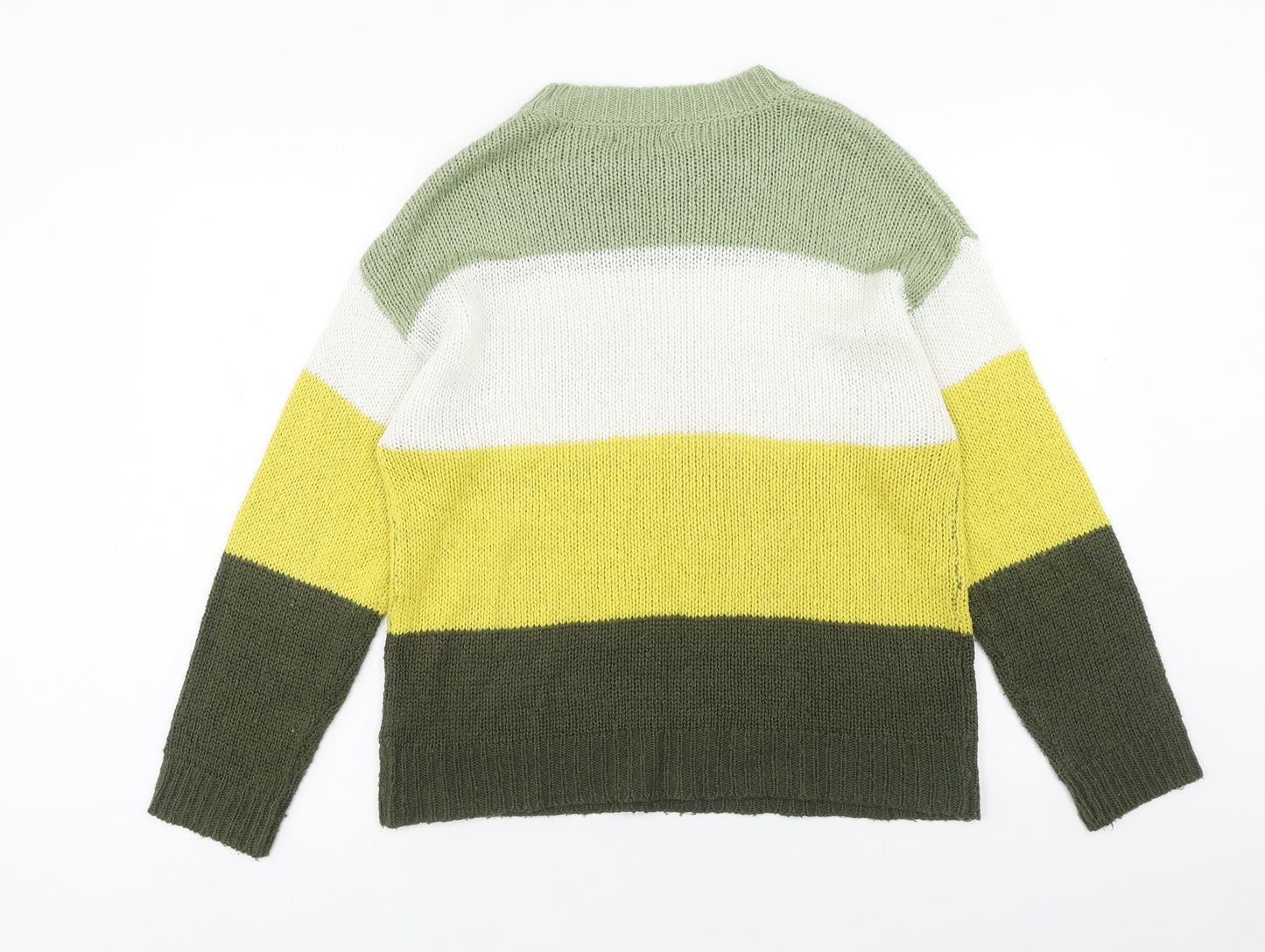 M&Co Womens Multicoloured Round Neck Striped Acrylic Pullover Jumper Size 16