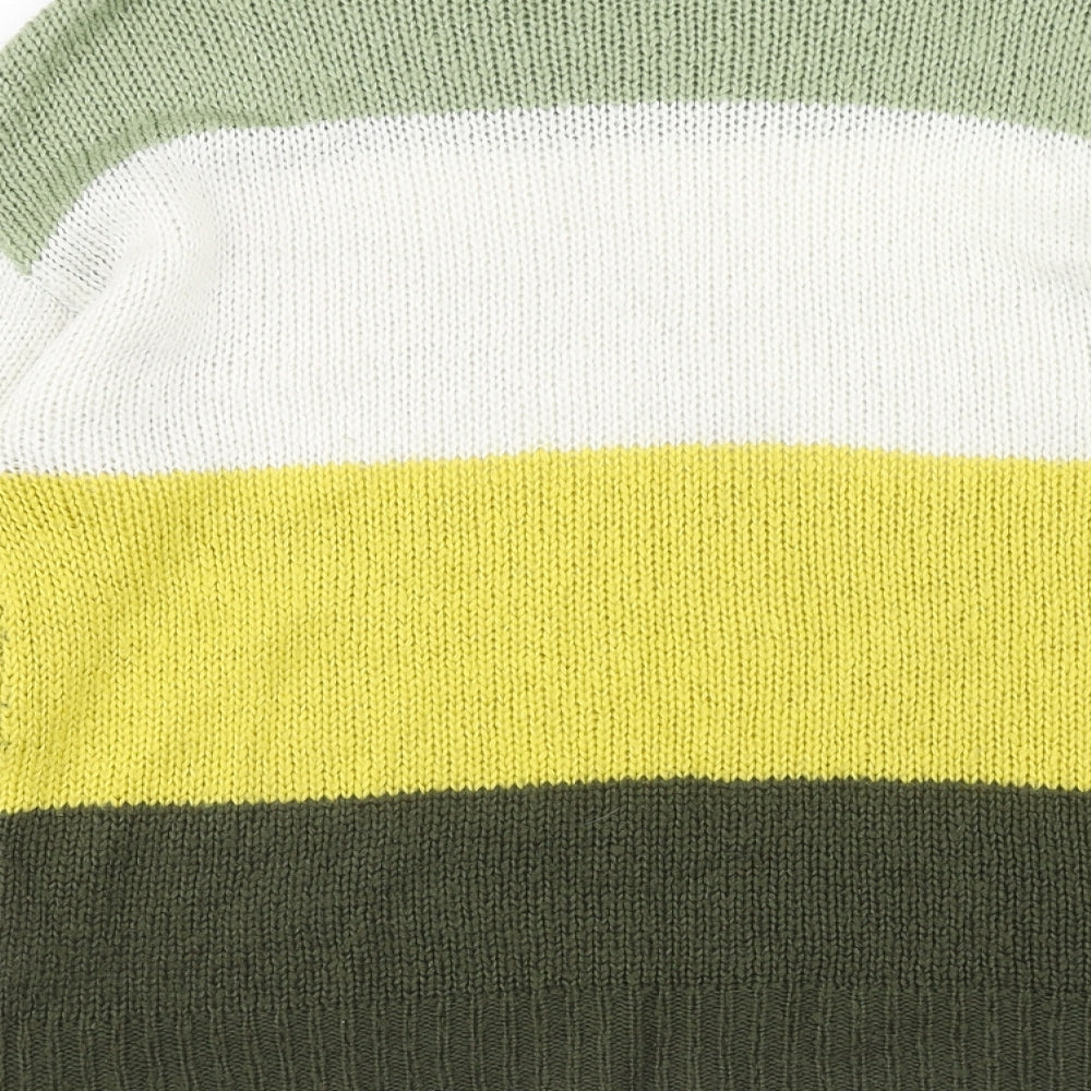 M&Co Womens Multicoloured Round Neck Striped Acrylic Pullover Jumper Size 16
