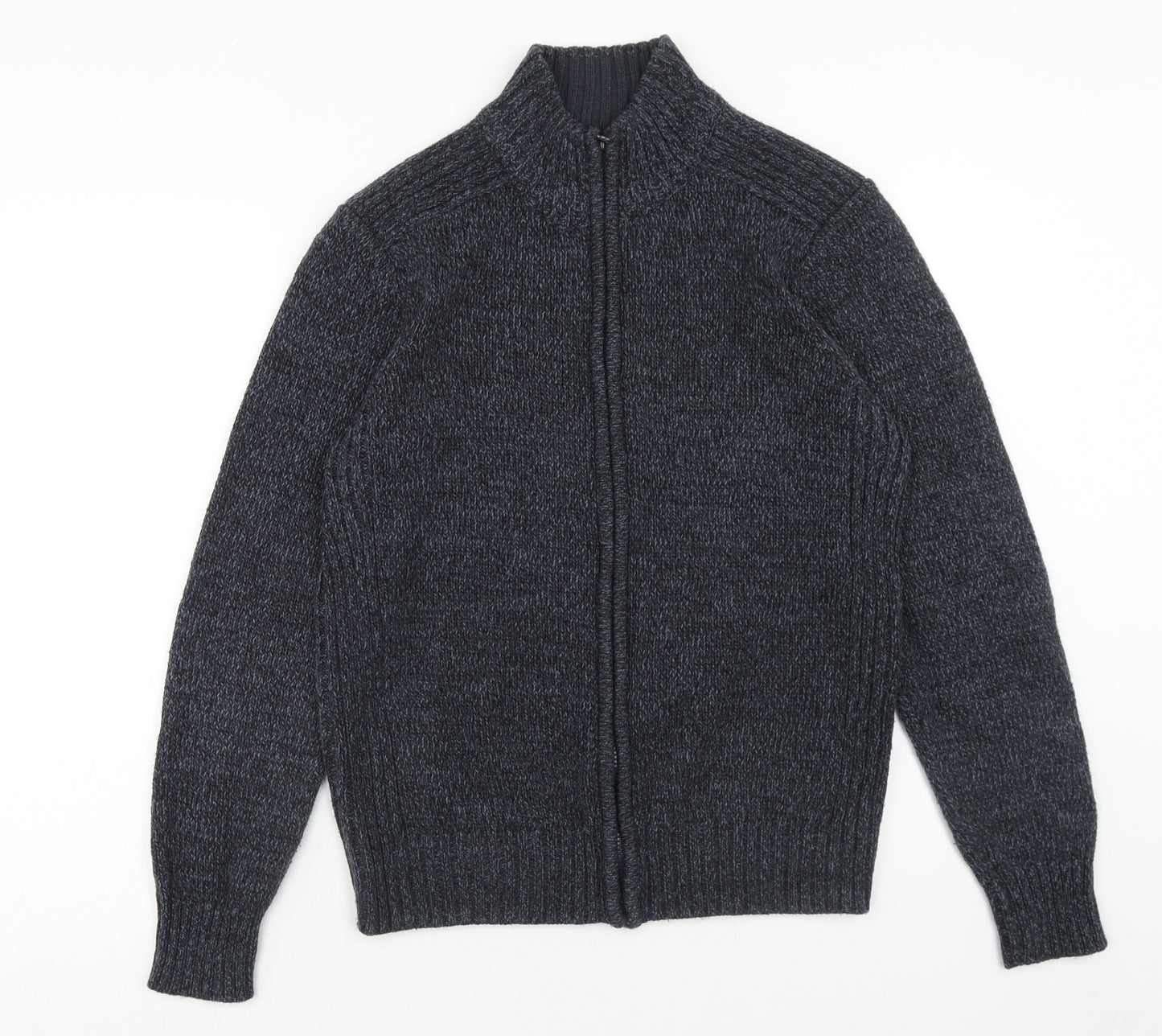 Berringer Mens Blue High Neck Acrylic Cardigan Jumper Size L