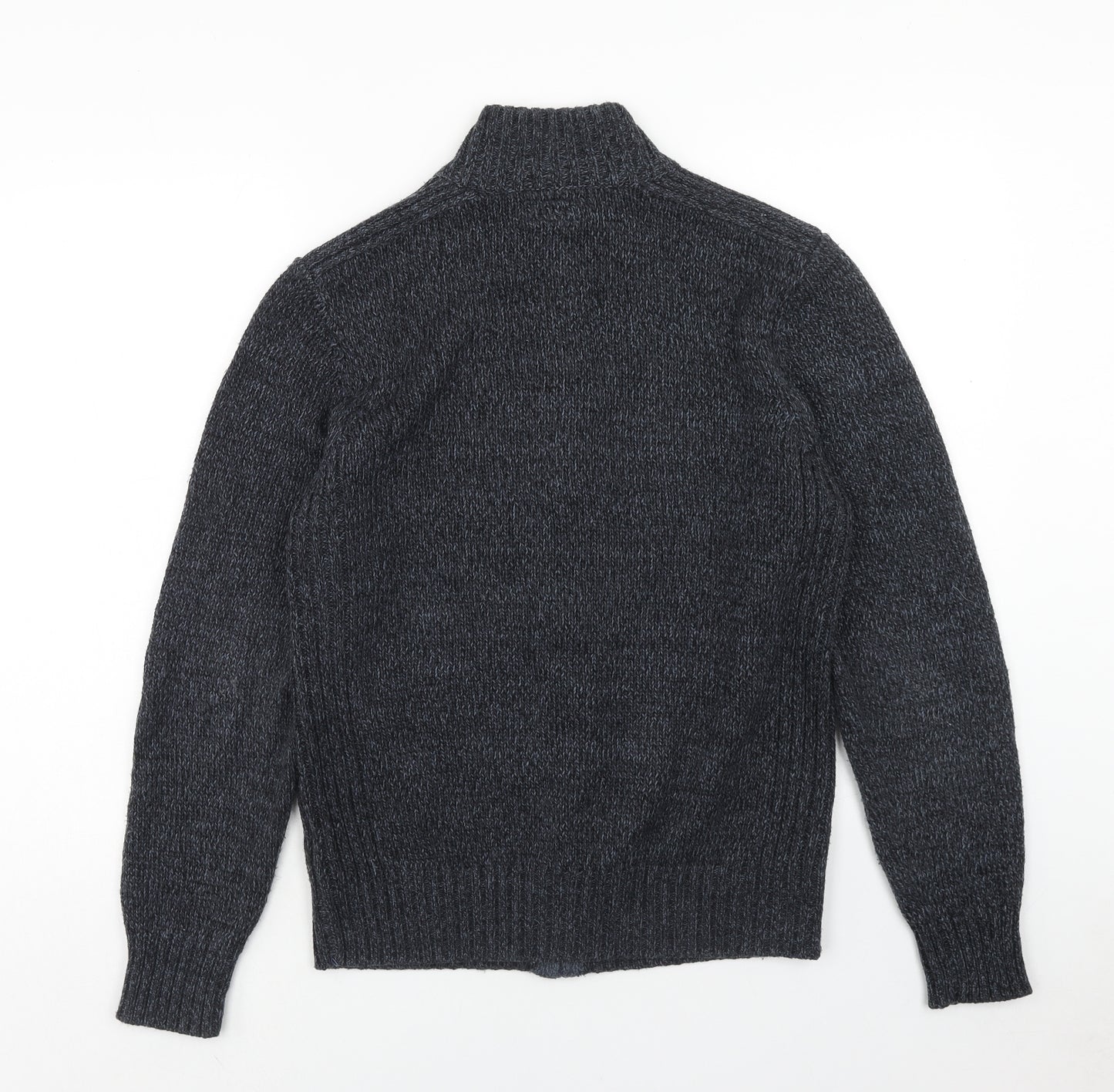 Berringer Mens Blue High Neck Acrylic Cardigan Jumper Size L
