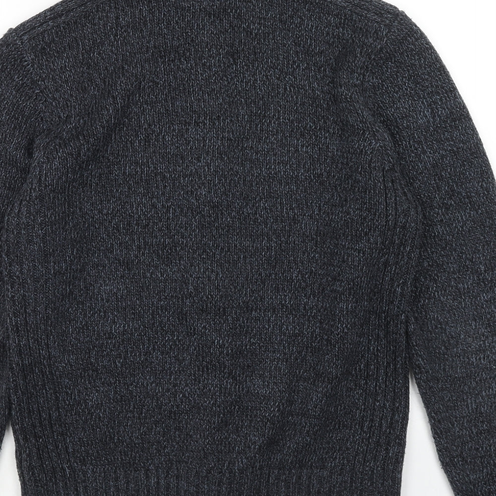 Berringer Mens Blue High Neck Acrylic Cardigan Jumper Size L