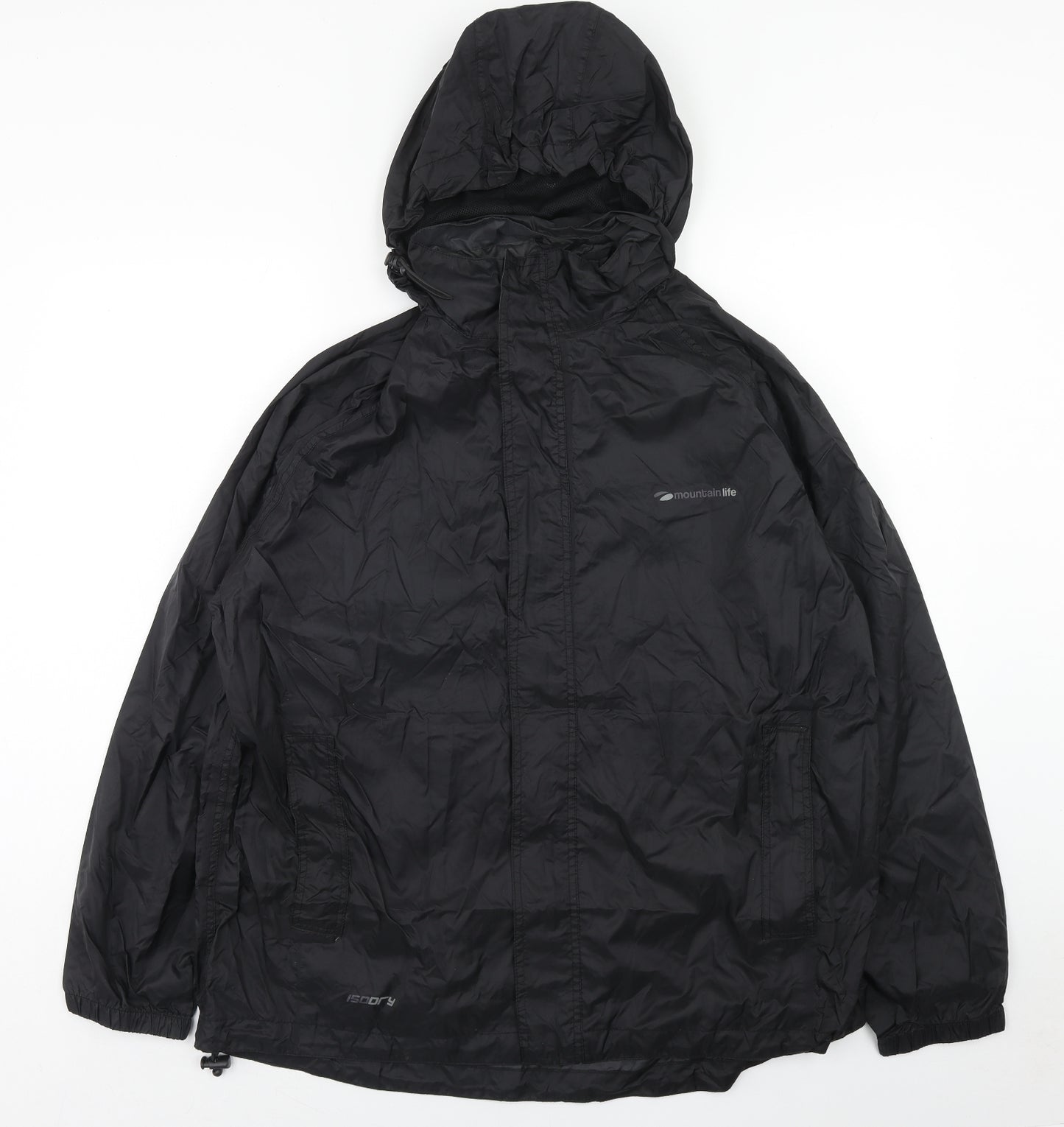 Moutain Life Mens Black Rain Coat Coat Size L Zip