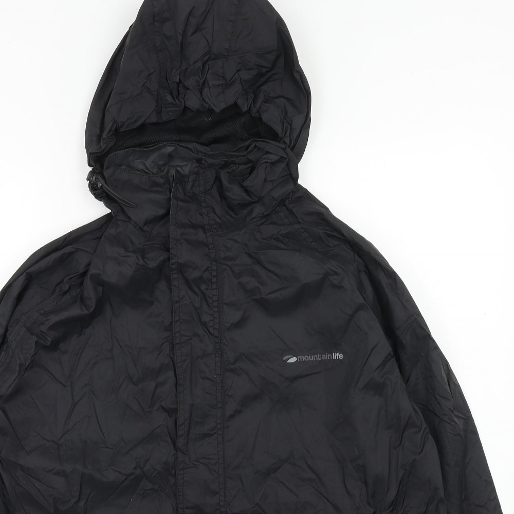 Moutain Life Mens Black Rain Coat Coat Size L Zip