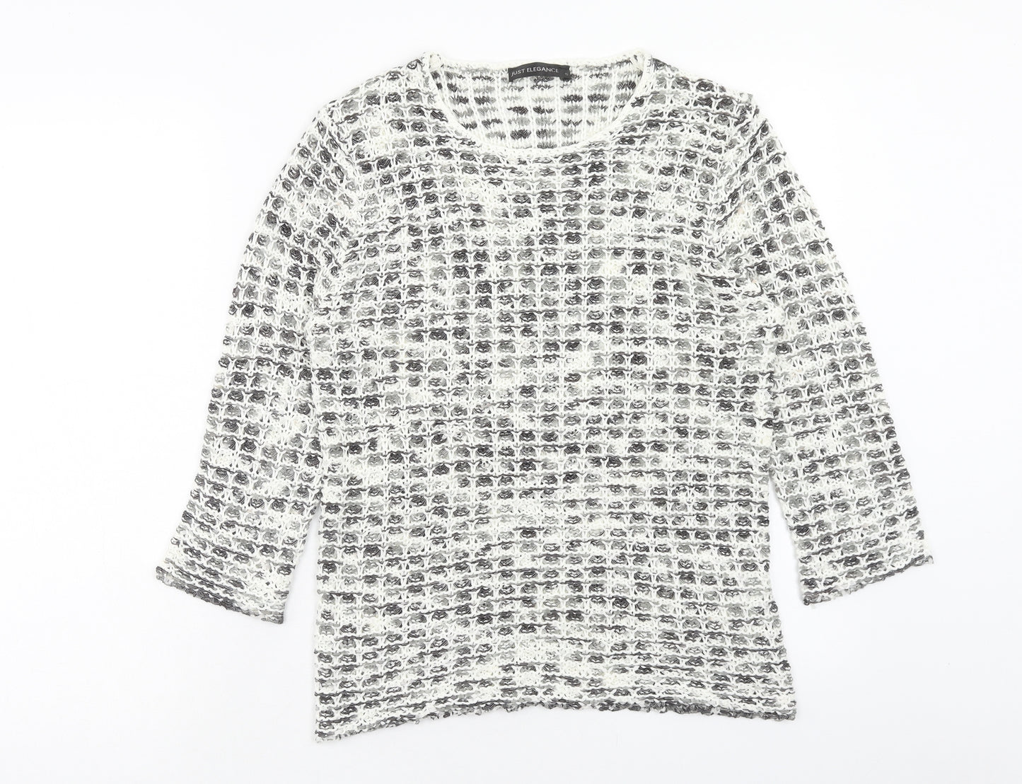 Just Elegance Womens White Round Neck Acrylic Pullover Jumper Size S