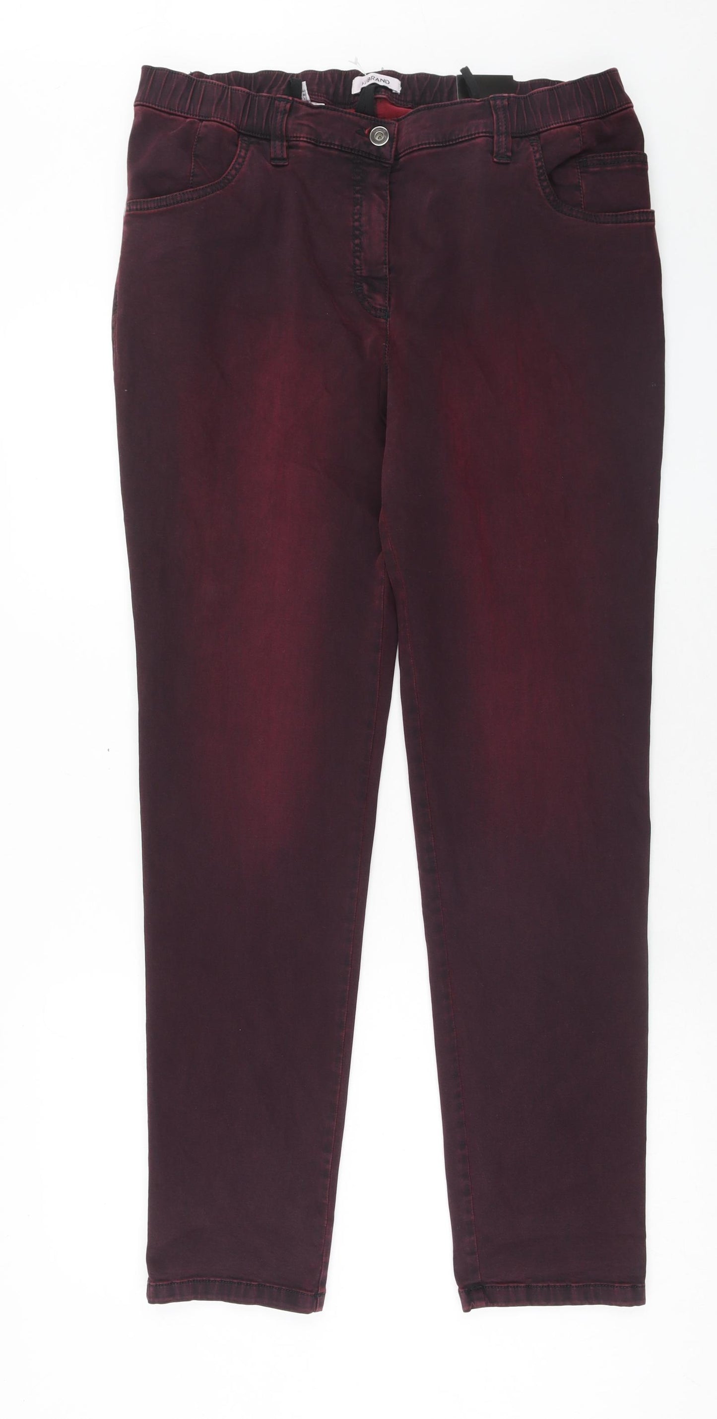KjBRAND Womens Red Cotton Straight Jeans Size 10 Regular Button