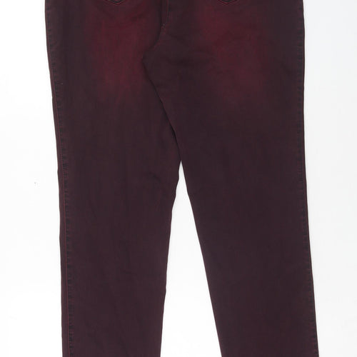 KjBRAND Womens Red Cotton Straight Jeans Size 10 Regular Button