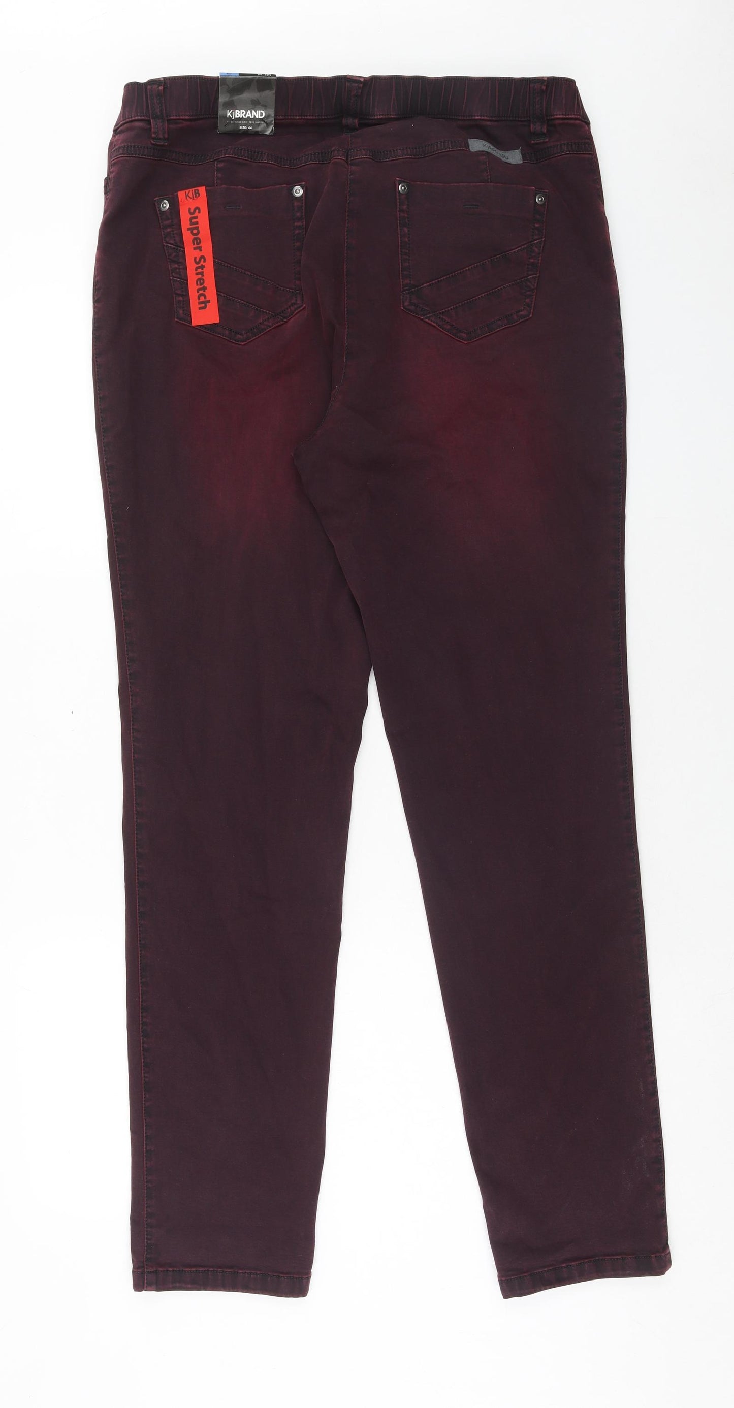 KjBRAND Womens Red Cotton Straight Jeans Size 10 Regular Button