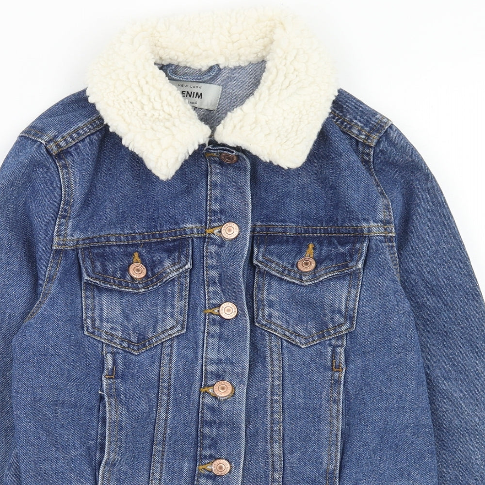 New Look Womens Blue Jacket Size S Button - Denim Jacket