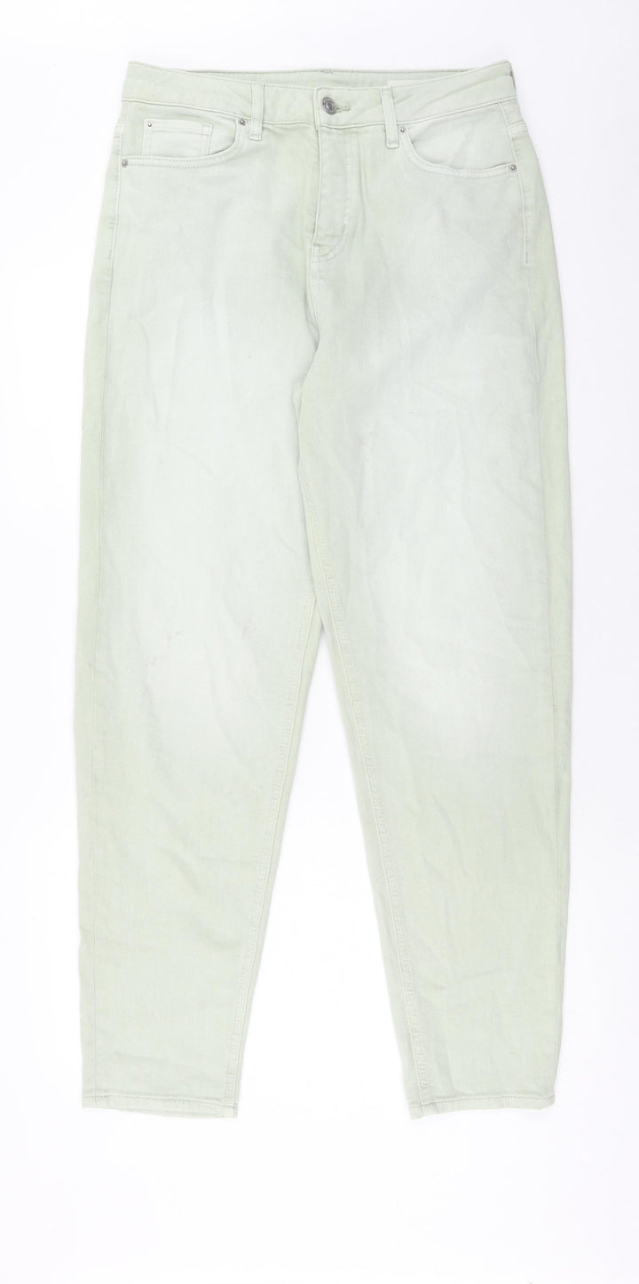 Marks and Spencer Womens Green Cotton Skinny Jeans Size 12 Regular Button