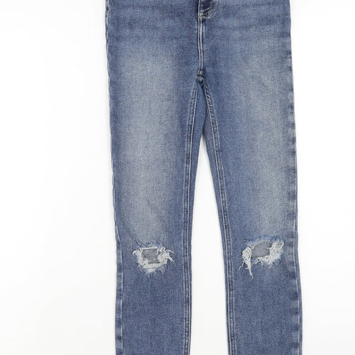 New Look Womens Blue Cotton Skinny Jeans Size 8 Regular Button