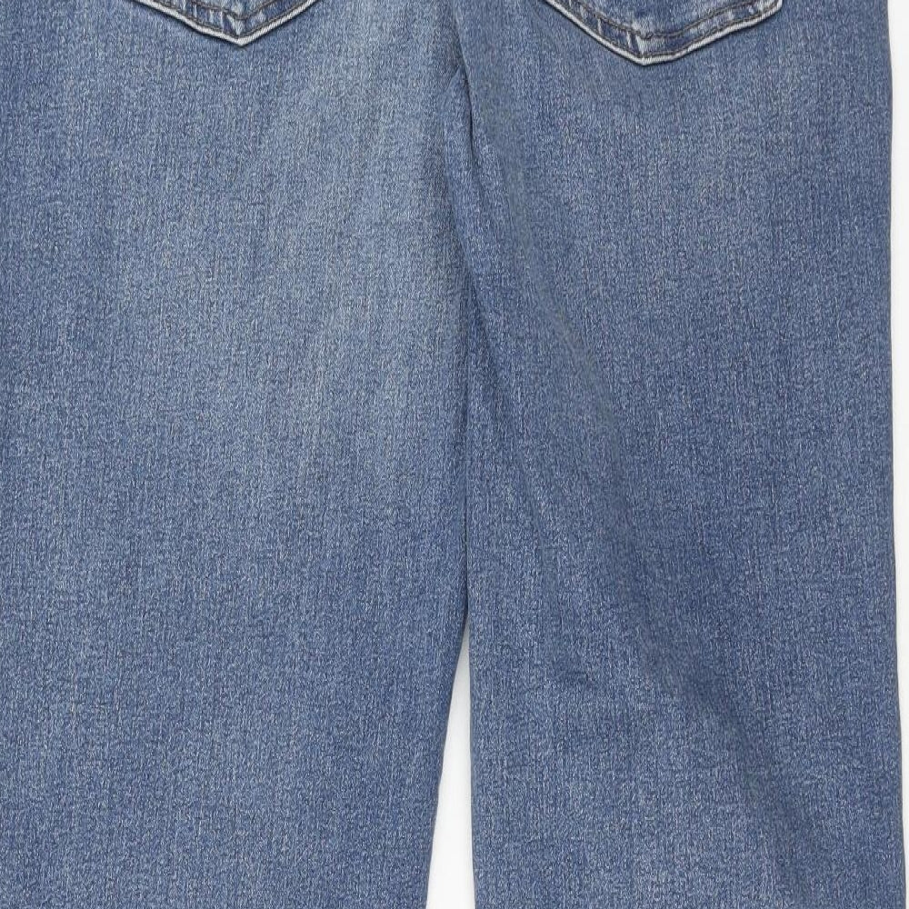 Marks and Spencer Womens Blue Cotton Straight Jeans Size 16 Regular Button