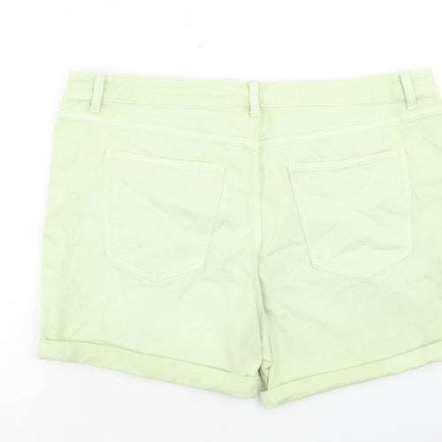 Marks and Spencer Womens Green Cotton Boyfriend Shorts Size 22 Regular Button
