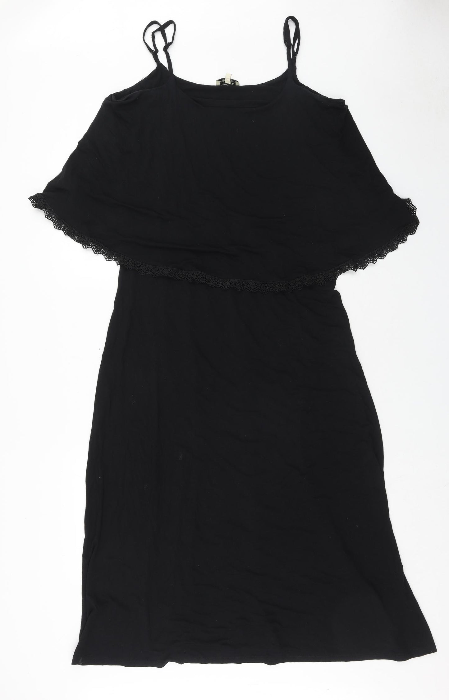 Papaya Womens Black Viscose Fit & Flare Size 14 Scoop Neck Pullover