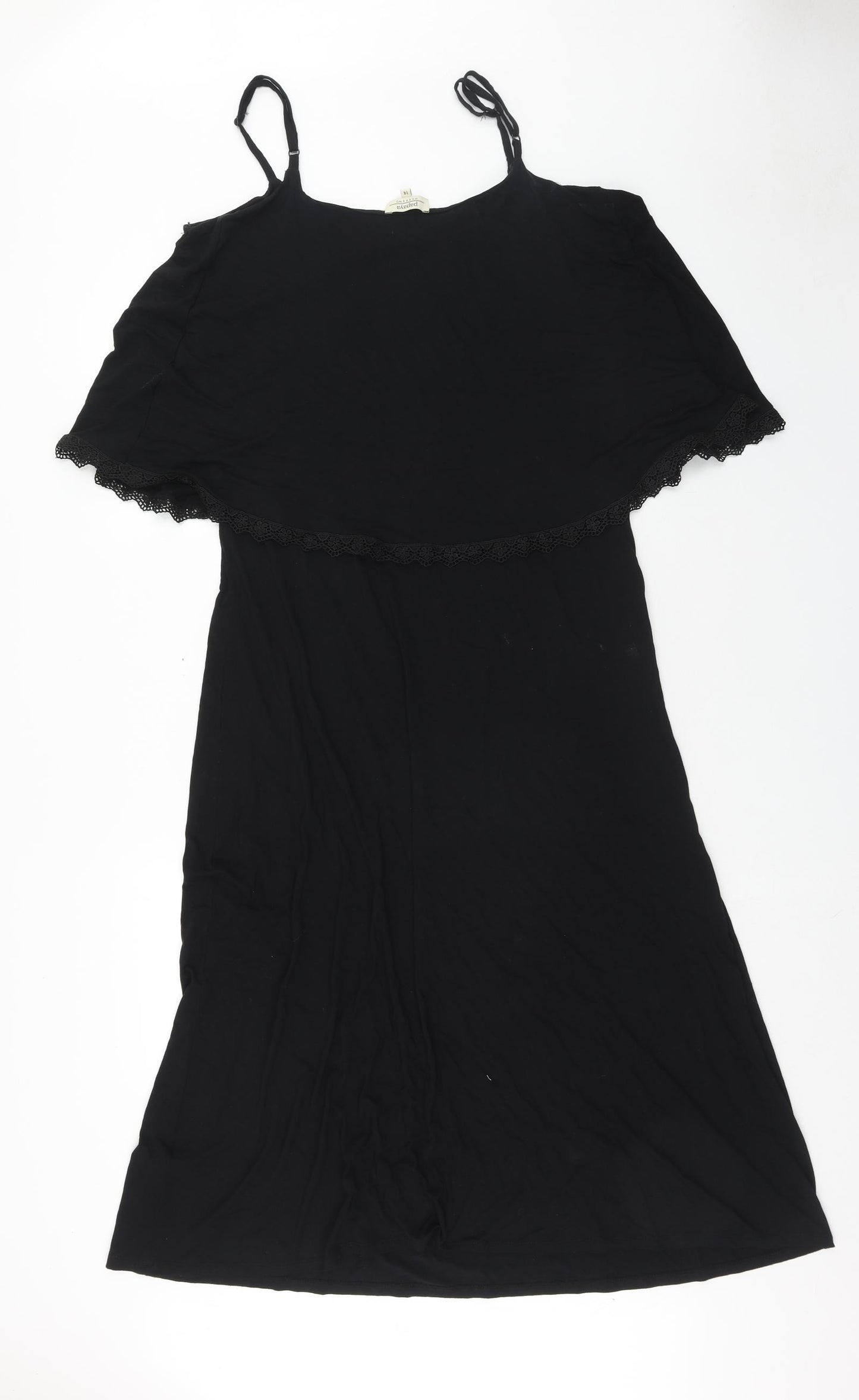 Papaya Womens Black Viscose Fit & Flare Size 14 Scoop Neck Pullover