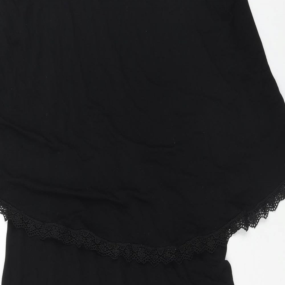 Papaya Womens Black Viscose Fit & Flare Size 14 Scoop Neck Pullover