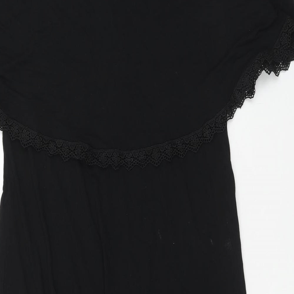 Papaya Womens Black Viscose Fit & Flare Size 14 Scoop Neck Pullover