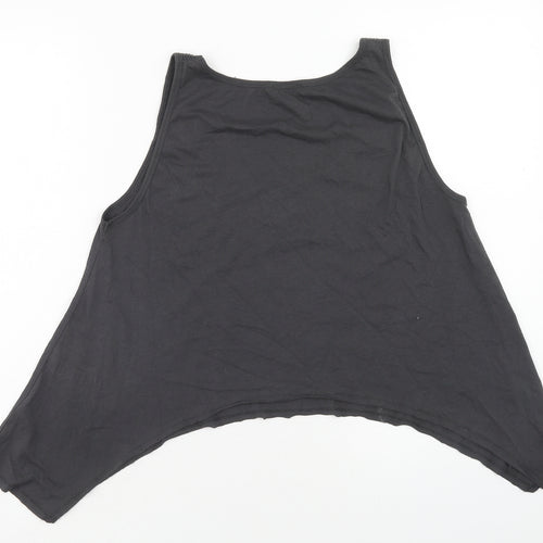Miss Selfridge Womens Grey Cotton Basic Tank Size 12 Scoop Neck - Flower