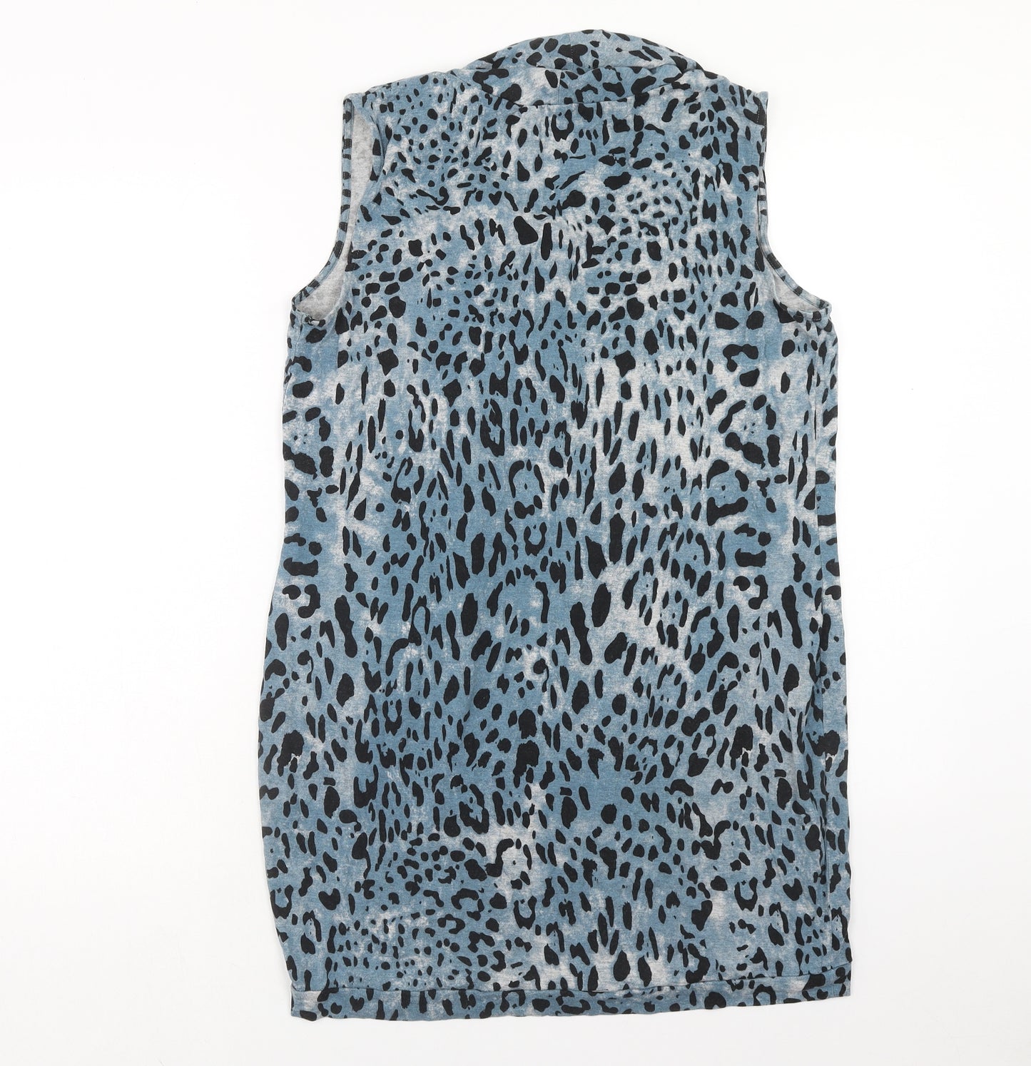 Preworn Womens Blue Animal Print Viscose Shift Size M Cowl Neck Pullover