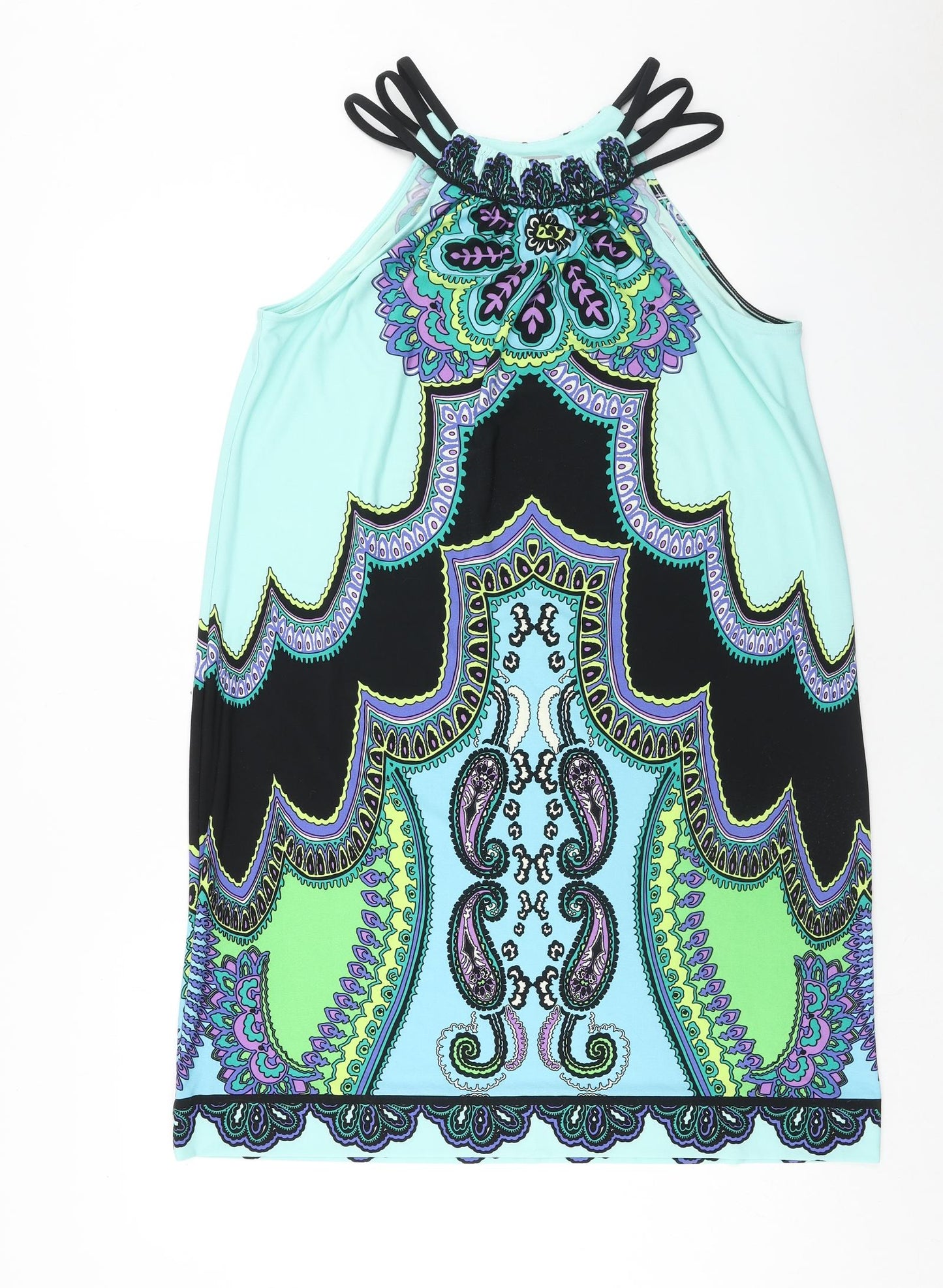 Wallis Womens Multicoloured Geometric Polyester Trapeze & Swing Size M Round Neck Pullover