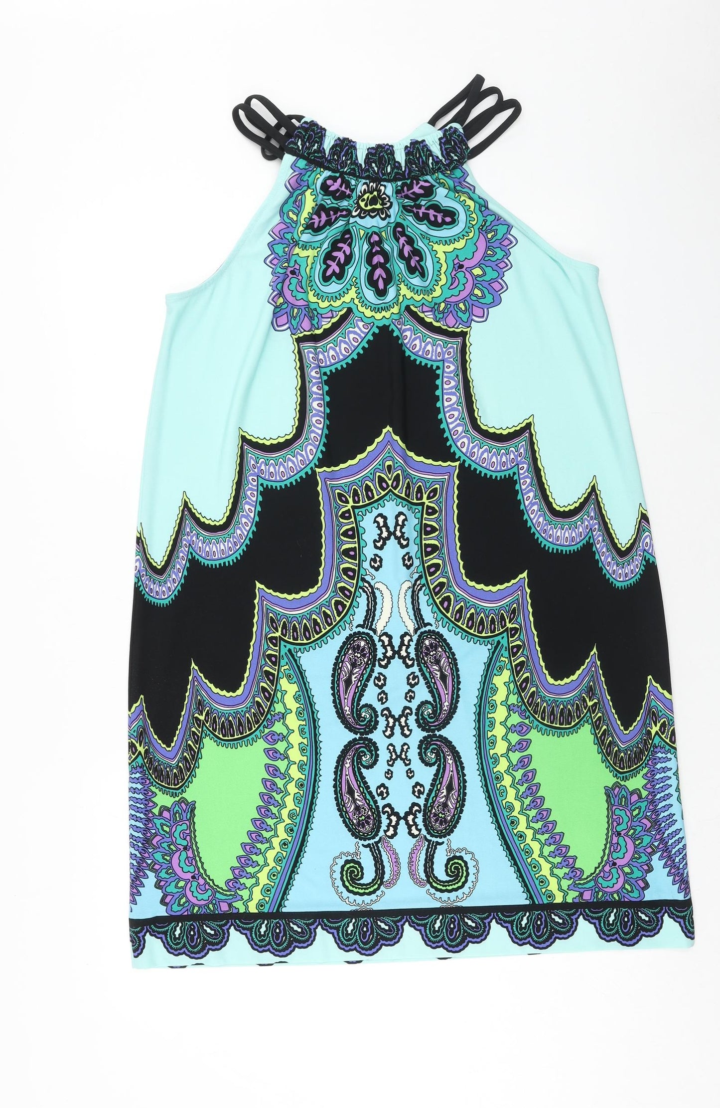Wallis Womens Multicoloured Geometric Polyester Trapeze & Swing Size M Round Neck Pullover