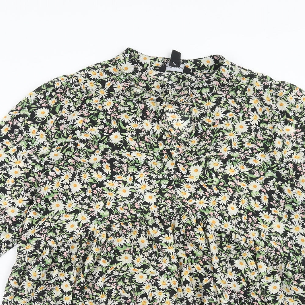 New Look Womens Multicoloured Floral Polyester A-Line Size 12 Round Neck Tie