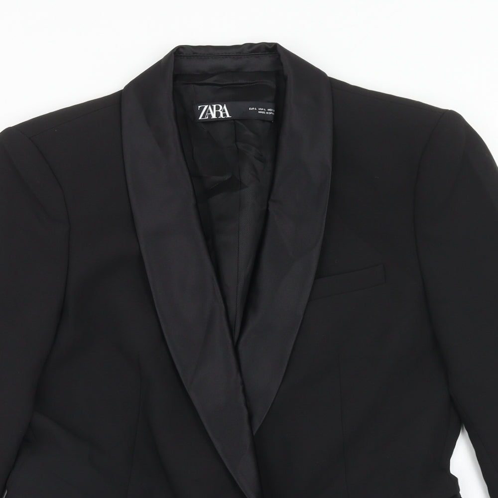 Zara Womens Black Jacket Blazer Size L Button