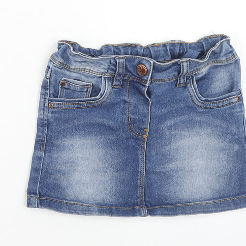 Evie Angel Girls Blue Cotton Mini Skirt Size 3 Years Regular Button