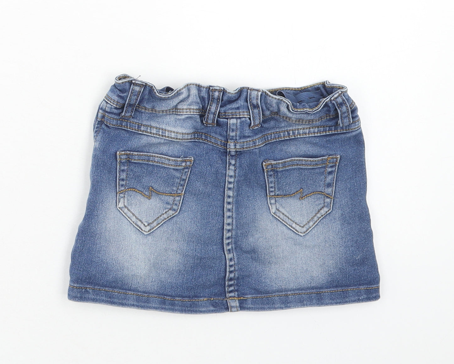 Evie Angel Girls Blue Cotton Mini Skirt Size 3 Years Regular Button
