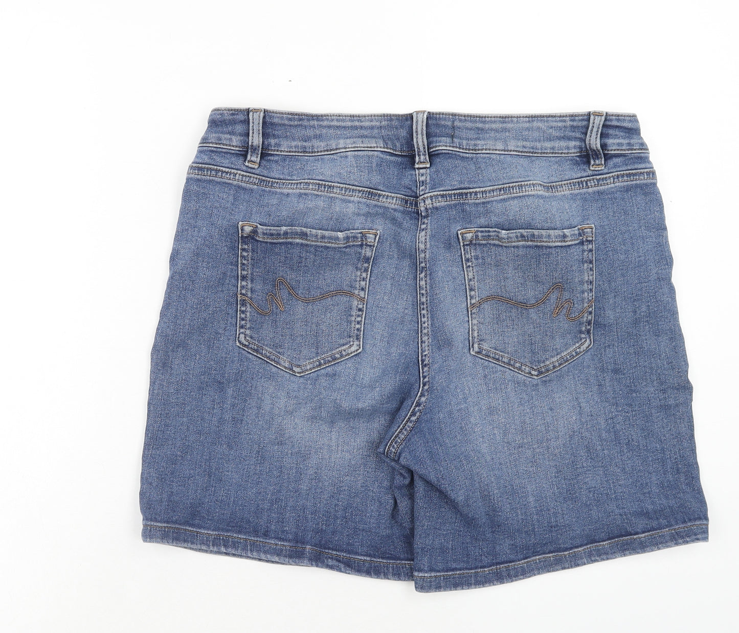 NEXT Womens Blue Cotton Boyfriend Shorts Size 34 in Regular Button